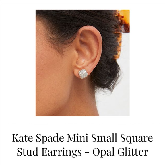 Kate Spade mini small square stud earrings opal glitter